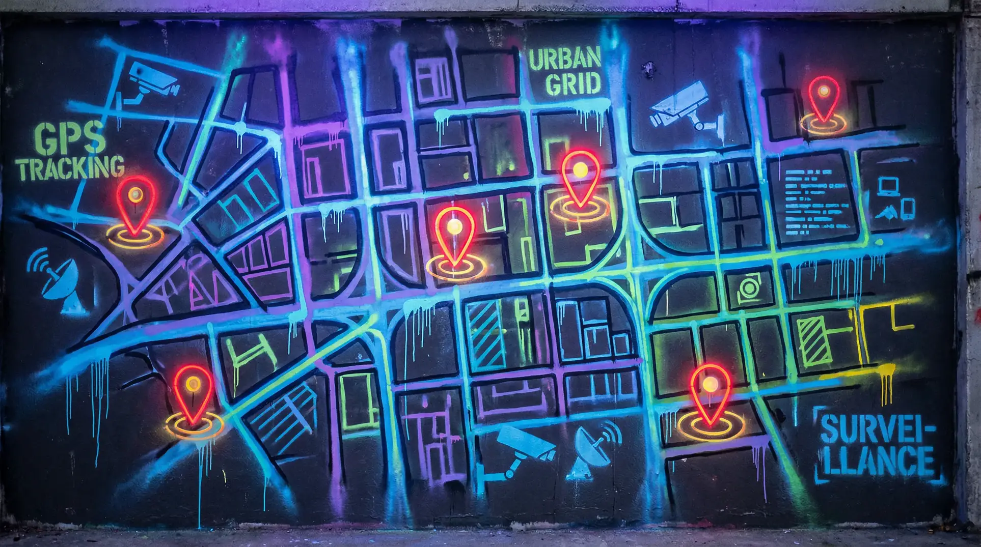 飘花 狗仔追踪地图 - 城市涂鸦风格